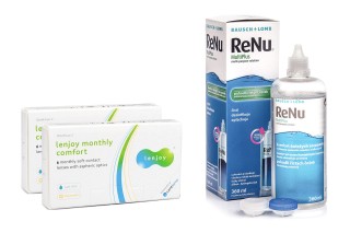 Lenjoy Monthly Comfort (12 linser) + ReNu MultiPlus 360 ml med linsetui