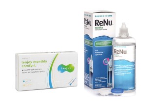 Lenjoy Monthly Comfort (6 linser) + ReNu MultiPlus 360 ml med linsetui
