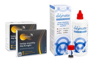 Lenjoy Monthly Day & Night (9 linser) + Oxynate Peroxide 380 ml med linsetui